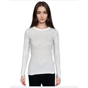 Vince Thermal Top‎ Women Sz XS White Long Sleeve Waffle Knit Base Layer Staple